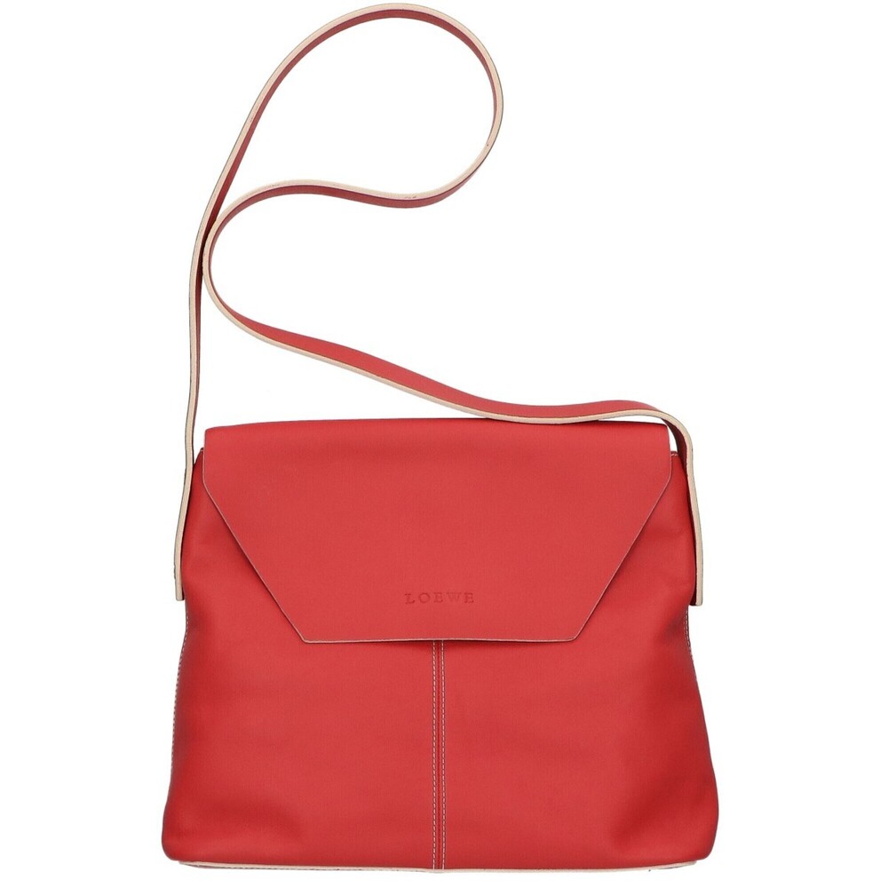 LOEWE Leather Logo Flap Shoulder Bag, Coral Pink, Women's